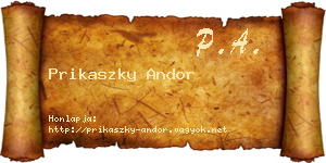 Prikaszky Andor névjegykártya